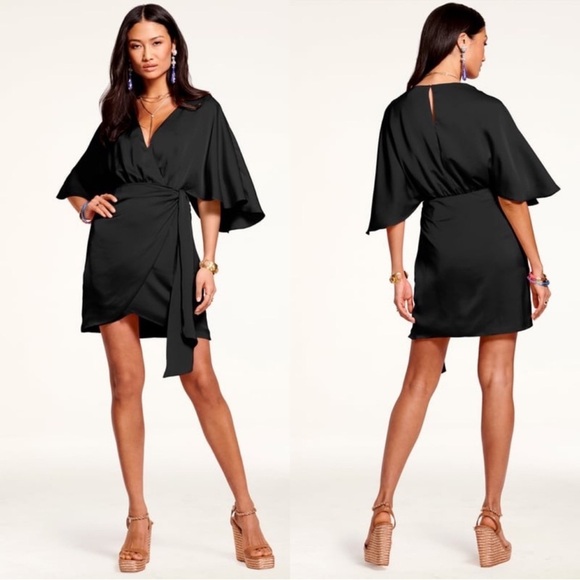 Ramy Brook Dresses & Skirts - Ramy Brook Alexis wrap mini dress in black satin Womens 12 Like new